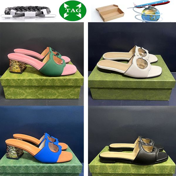 

leather g slippers womens sandals double g summer slide flip flops luxury flats printed jelly designer for woman oran sandal yellow blue gre, Black
