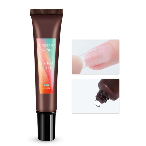 

buriburi solid nail adhesive gel 20ml, nail sticker adhesive for acrylic nail extensions, adhesive nail decoration, manicure, Silver