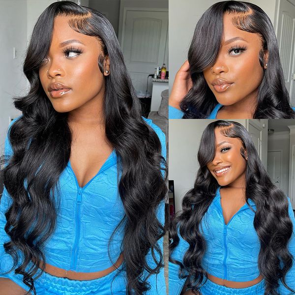 

wigirl brazilian 30 40 inch body wave 13x4 lace front human hair wigs pre plucked water wave 13x6 lace frontal wigs, Black;brown