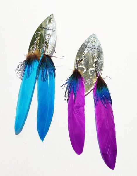 

100 new handmade bohemia eardrop feather earrings mix color 24pcs anywhere6382433, Golden