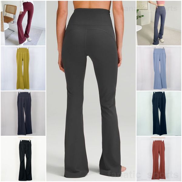 

lu align lu yoga woman bodybuilding bell bottoms stretch workout mini flared tight naked sweatpants high rise sports long pants