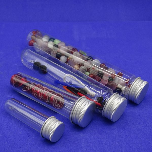 

round bottom 40ml 45ml 50ml 55ml pet plastic test tube bottle packaging transparent candy display tube with aluminum screw lid hip