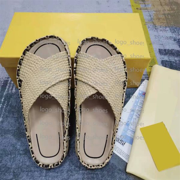 

new straw sandal women slippers designer vacation beach slide fashion home shoes rubber bottom shower room slippers, Black