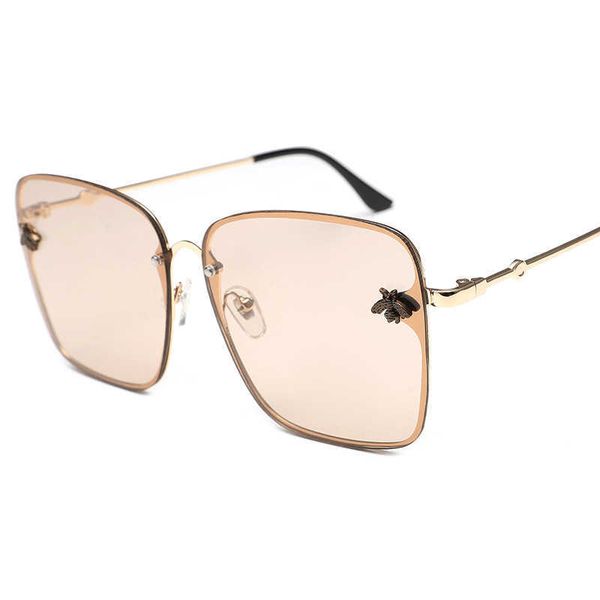 

2022 new women personality metal box little bee men sunglasses fashion, White;black