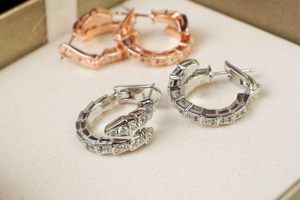 

2023 fashion new designer bracelet luxury spirit snake earrings full of diamonds snake ear buckle innovative avant-garde charming design no, Golden
