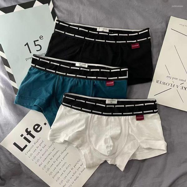 

3 pieces men's panties mens boxer shorts solid color men underwear boxer cotton soft mid waist underpants breathable, Black;white