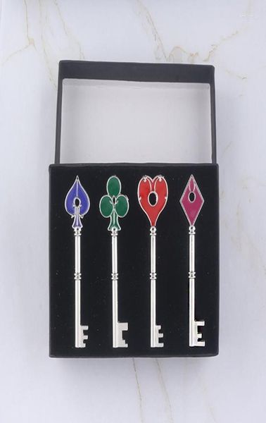 

keychains 4pcs residents evils remake rpd precinct keys set raccoon city station spade club heart keychain men holder collection e9556171, Silver