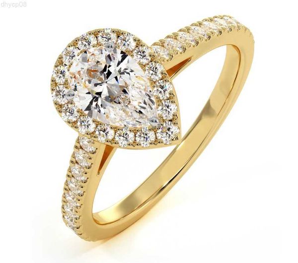 

designer jewelry yuyinggems custom eternity 2.0 c round d color moissanite diamond 18k yellow gold diamond wedding ring, Silver