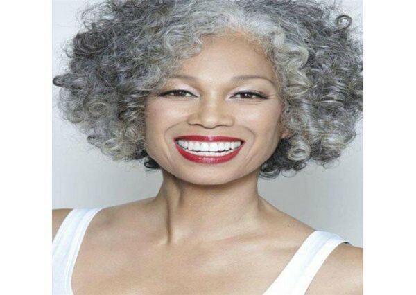 

gracefully short afro curly grey silver women039s synthetic hair wig2473998, Black