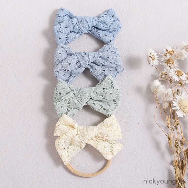 

hair accessories baby headband bows girl headbands for kids crochet flower head band princess newborn hollow stretchy r230608, Slivery;white