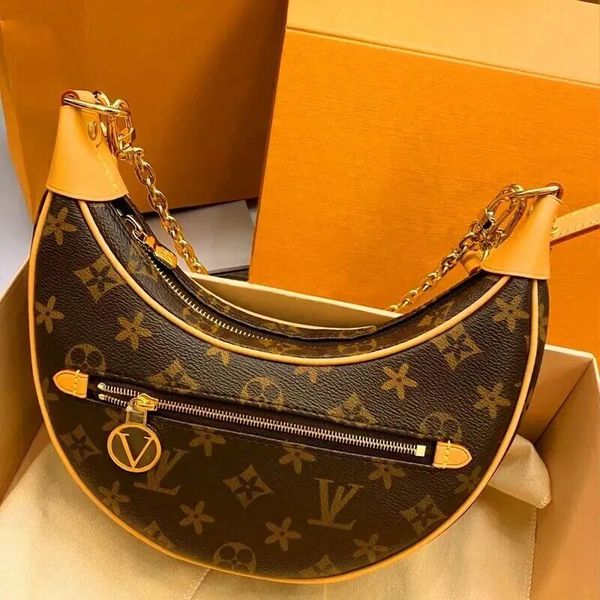 

m81098 luxury shoulder bag loop half moon croissants women's mens designer purses underarm handbag tote zipper crossbody gold chain clu