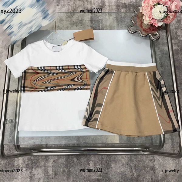 

tracksuits kid sets high-quality baby suit 2pcs round neck t-shirt and fashion combination design short skirt #multiple product, White