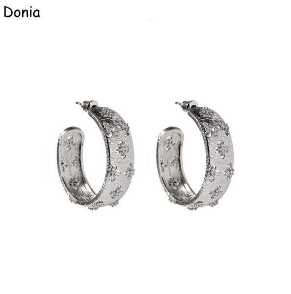 

donia jewelry luxury stud european and american fashion fourleaf flower cshaped titanium steel threecolor creative designer ear4303953, Golden;silver