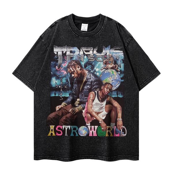 

men's t-shirts american vintage high street printed short sleeve t-shirt men's fashion hiphop loose heavyweight washed old tee hal, White;black