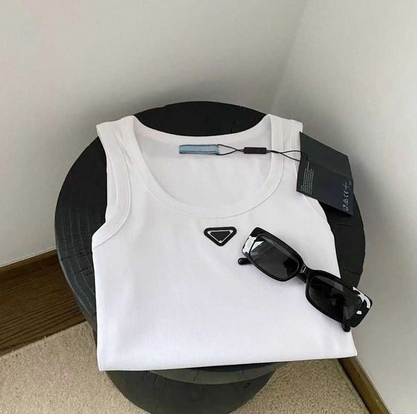 

brand t-shirt fashion vest women's crew neck pullover slim vest sleeveless high-end all-match23ess, White
