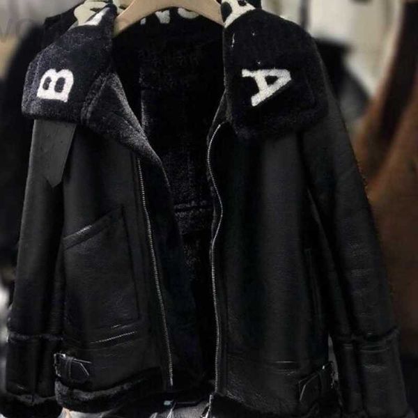 

women's jackets designer lambswool collar pu leather coats women plus velvet warm winter outerwear ladies party wedding jacket, Black;brown