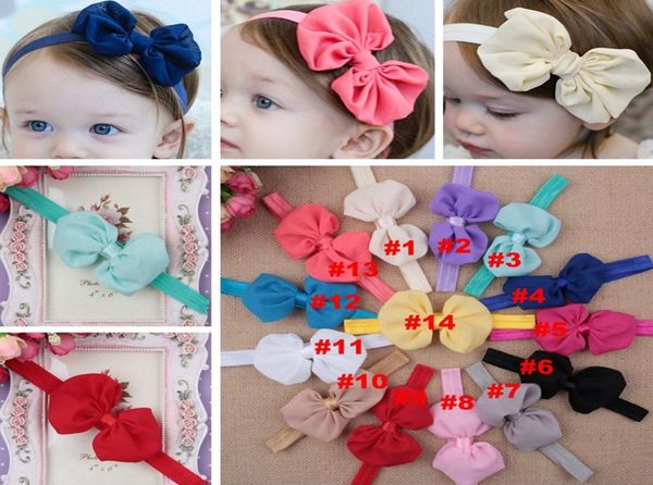 

14colors baby chiffon bow headbands girls headwraps infant children hair accessories newborn bowknot hairband baby pography pro6442025, Slivery;white