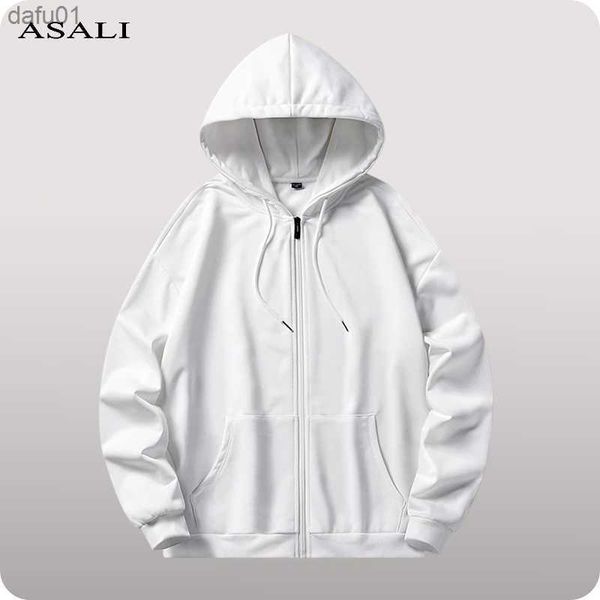 

2022 mens hooded sweatshirt solid color hoodie men casual cardigan hoody spring autumn zipper hoodies mens loose tracksuits l230520, Black