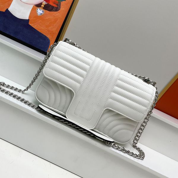 

women chain messenger bag designer crossbody bags handbag cowhide genuine leather silver hardware letter accessories flap messenger purse hi