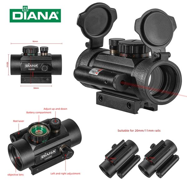 

diana 1x40 with red laser green red dot sight tactical riflescope fit 11/20mm rail optics sight spotting scope for rifle hunting