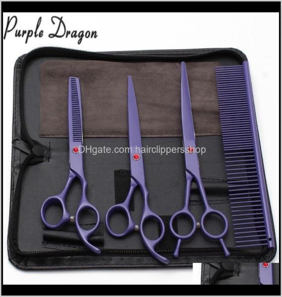 

4pcs 7 inch purple dragon stainless hairdresser for mascotas cutting shears thinning groomingfordog pets 2f6rs hair qccj09816200