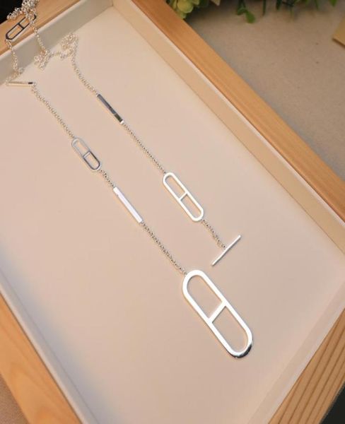 

long chain for women letter round h lock jewelry s925 silver necklace set france quality superior quality luxurious sweater chain 5167814