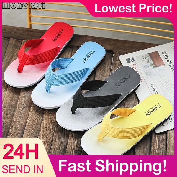 

summer men flip flops beach slippers sandals non-slip home slippers indoor house anti-slip slides zapatos hombre casual shoes, Black