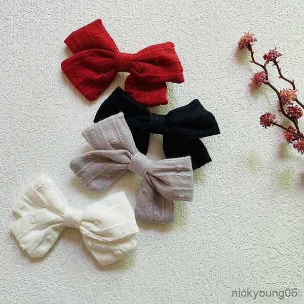 

hair accessories 4pcs/set clips for girls bows clip baby hairpin cotton children hairpins cute stripe barette r230608, Slivery;white