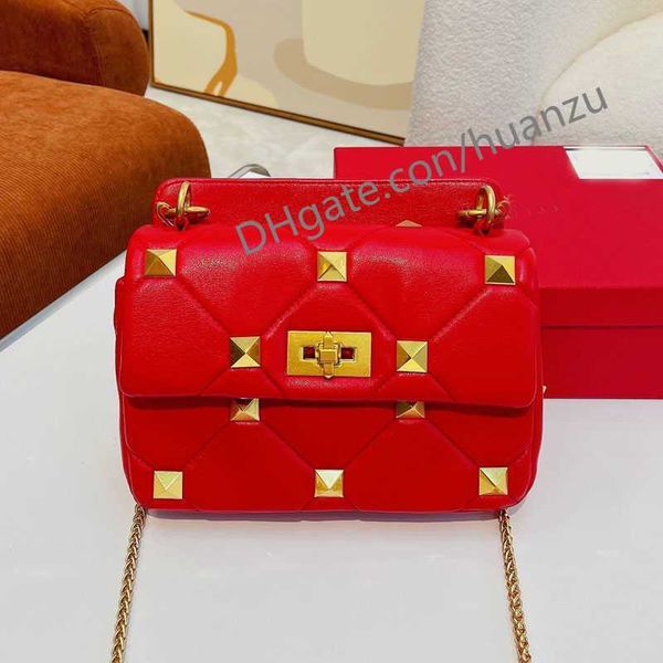 

new handbags brand designer luxury rivet shoulder bag quality hardware chain leather fashion envelope ladies bag 2023