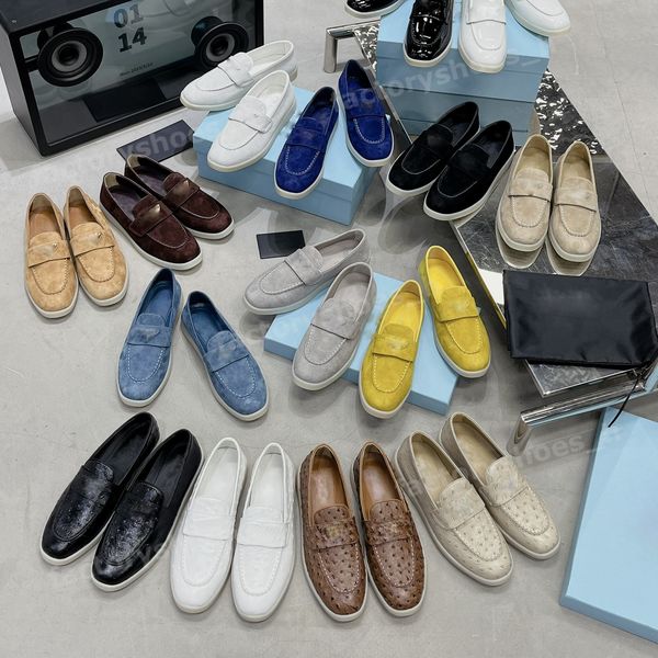 

designers sandals men loafers women mules suede loafer flat sandal genuine leather slipper rubber sole slides comfortable couple slippers si, Black