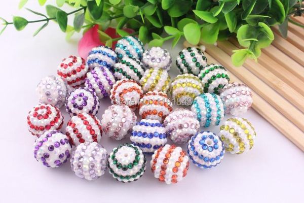 

crystal kwoi vita 20mm 100pcs/lot color with white ab strip mixed color chunky resin rhinestone beads ball for kids necklace