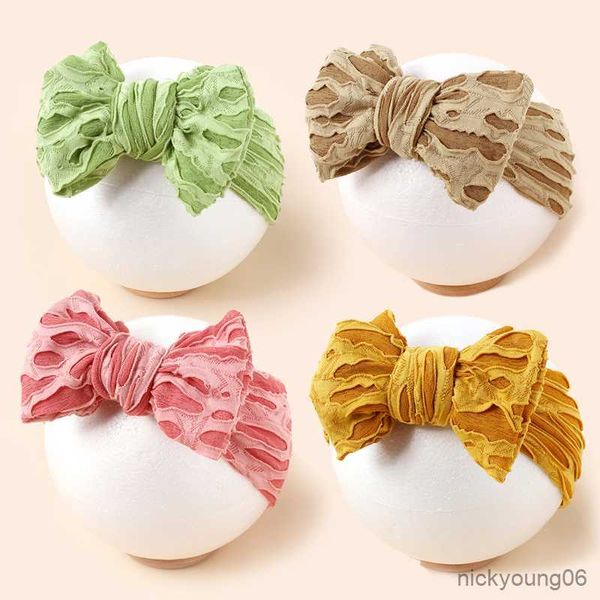 

hair accessories diy baby bow headband double layer turban for girls knitting band newborn elastic headwraps kids bandage cute r230608, Slivery;white