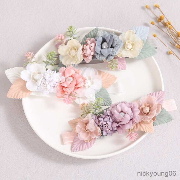 

hair accessories flower crown headband baby headbands for girls band elastic girl newborn kids princess wedding r230608, Slivery;white