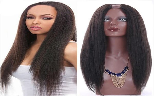 

selling silky straight u part wig brazilian virgin human hair yaki straight upart wig remy hair middle part 130 density stock6712146, Black;brown