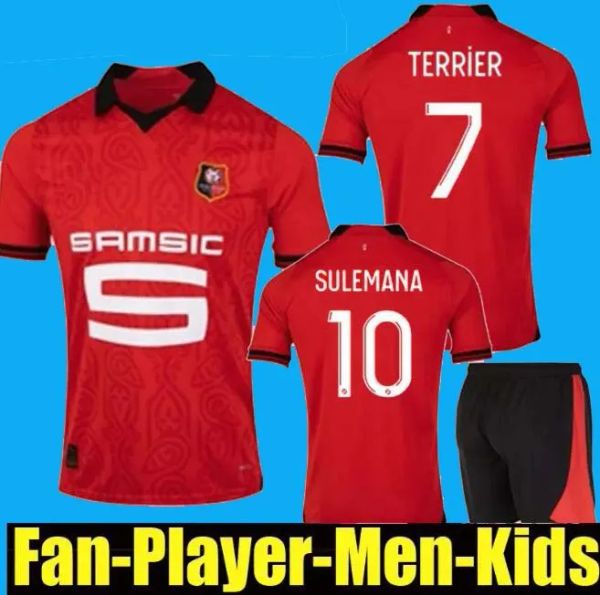 

23 24 stade rennais soccer jerseys home rennes maillot de foot 2023 2024 sulemana bourigeaud terrier doku laborde santamaria men kids kit fo, Black;yellow
