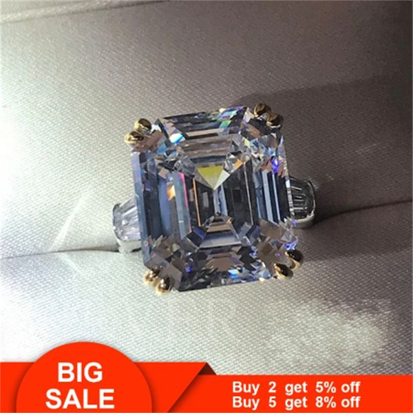 

vecalon luxury female promise ring 925 sterling silver big sona aaaaa cz party wedding band rings for women bridal jewelry gift, Slivery;golden