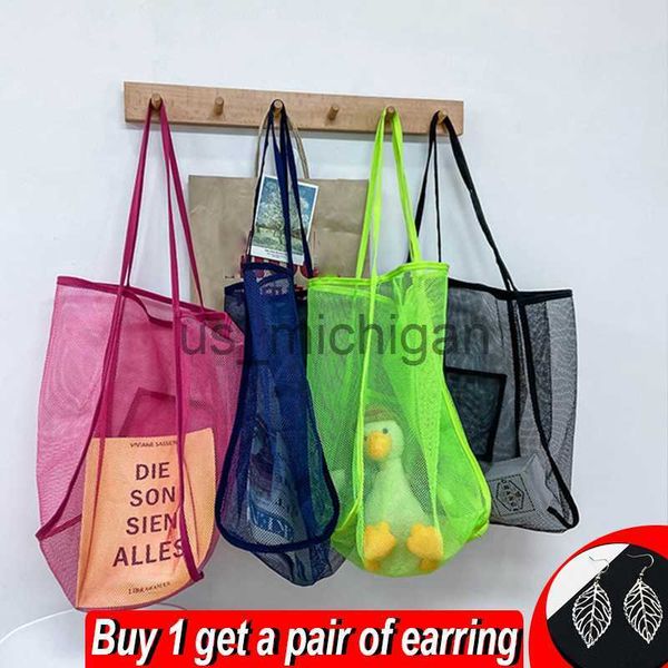 

evening bags new mesh hollow out tote bag women trendy women's handbag sandy beach shoulder bag large capacity canvas shoping girl tote