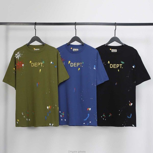 

designer fashion clothing tees tshirt 2023 new depts hand-painted letter printing pure cotton loose relaxed short sleeve t-shirt for male fe, White;black