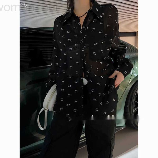 

women's blouses & shirts designer paris designer womens loose fashion summer translucence shirt plus size casual long sleeve channels, White