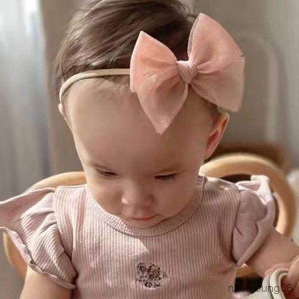 

hair accessories baby bow headband girl bands for children elastic head band newborn mesh hairband toddler princess summer sets r230608, Slivery;white