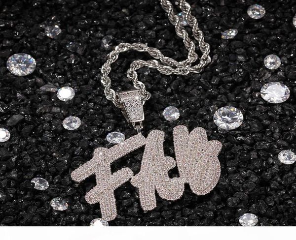 

hip hop custom doublelayer overlapping grass font pendant combination words name with cz tennis necklaces zirconia jewelry cx20071536029, Silver