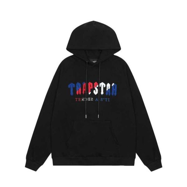 

designer clothing men's sweatshirts hoodie trapstar high street small fashion brand colorful letter towel embroidered autumn/winter plu, Black
