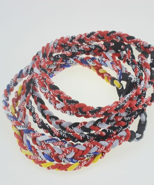 

wholes red white black kids boys titanium braided 3 ropes tornado necklaces for sports football baseball softball girls mom fast d4785335