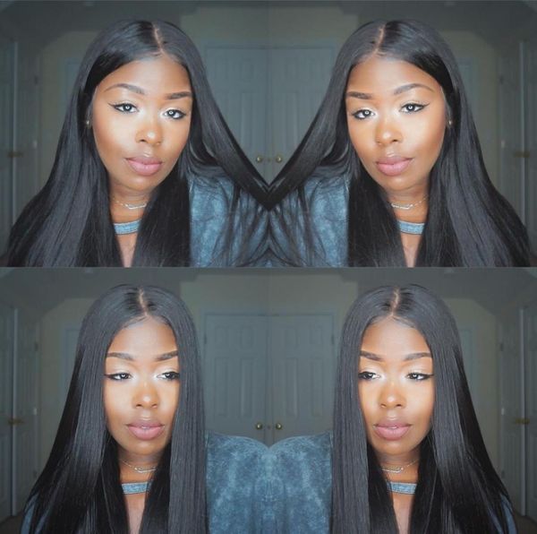 

hcdiva 134 lace fronta wigs brazliian virgin straight natural black pre plucked lace frontal wig 150 density 1234 inch 20215998893, Black;brown