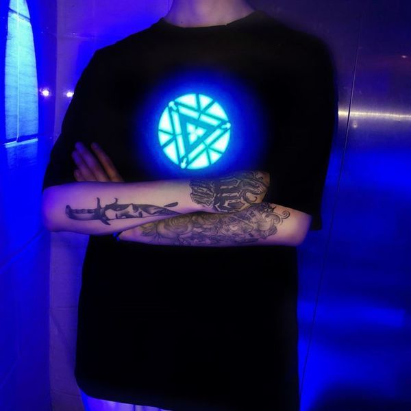 

role play costumes adults hero men light up led mk vi arc reactor prop costume shirt super hero costumes cosplay, White;black