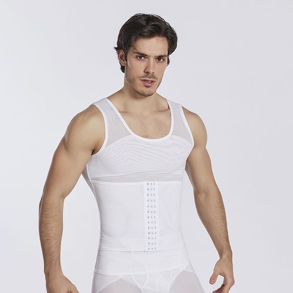 

men's breasted adjustable belly corset waist corset chest belly belt beer belly styling vest invisible breathable, Black;brown