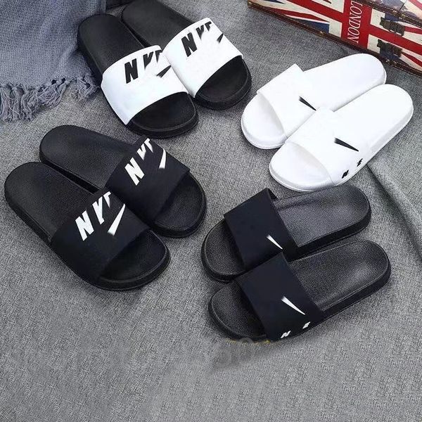 

fashion slipper for men women designer pantoufle summer slippers beach sandals falt rubber slides womens shoes low flip flops mens slide bla, Black