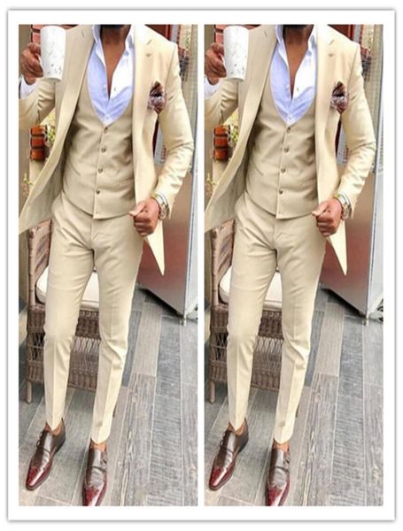 

beige groom tuxedos wedding suits groomsmen man for young man prom coupple day suits jacketpantsvest custom made plus siz7429277, Black;gray
