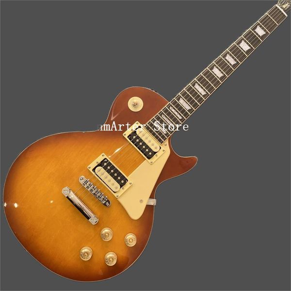 

custom electric guitar, solid wood body, sunrise finish, mahogany fingerboard, shipping binding, ing