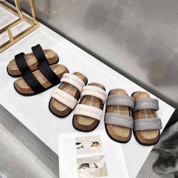 

slippers summer thick soles outdoor women shoes fashion slip on letter print casual slides ladies sandals home flat flip flops 220708, Black